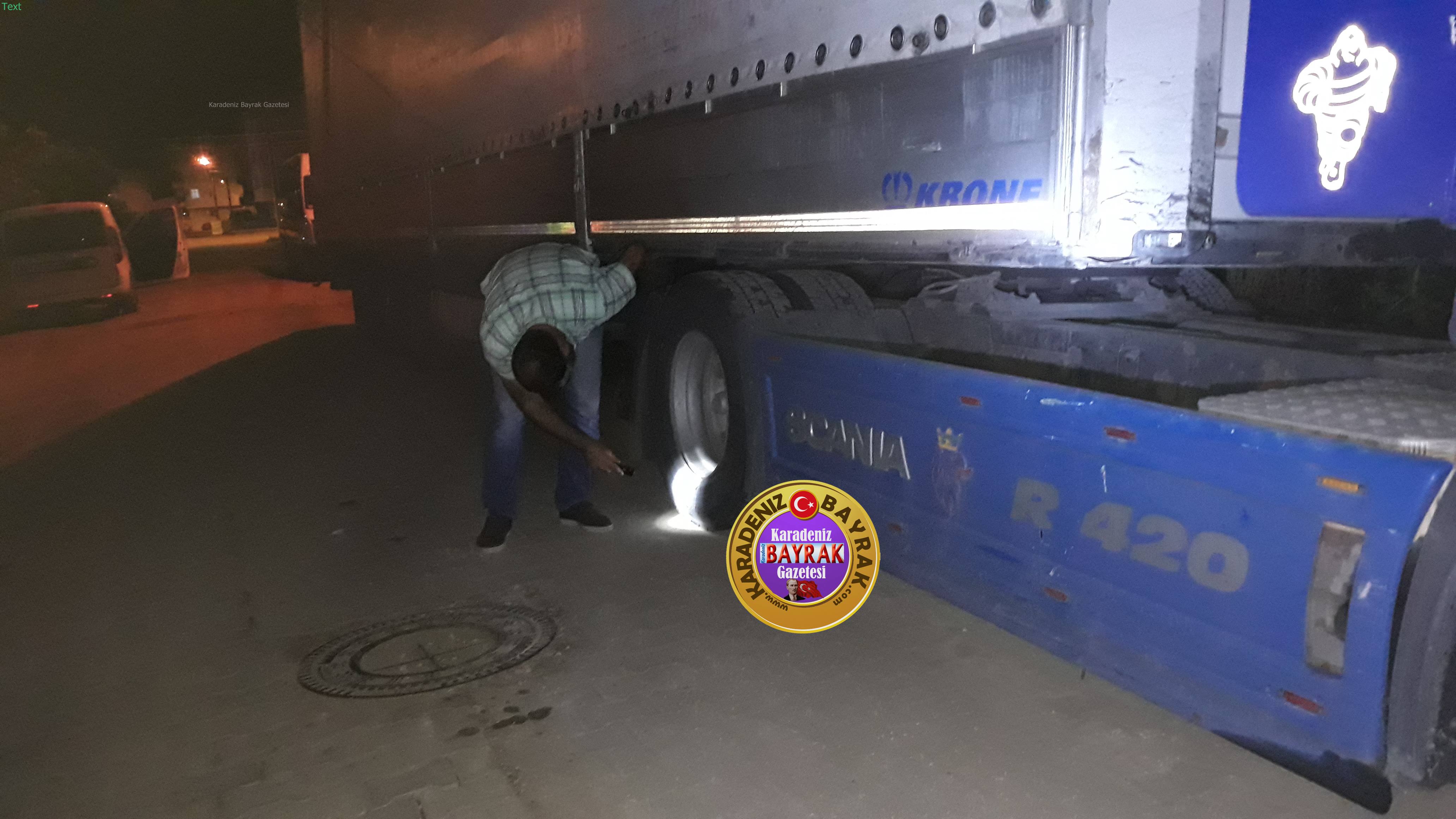 Ordu'da Tır'ın Lastikleri Kesildi