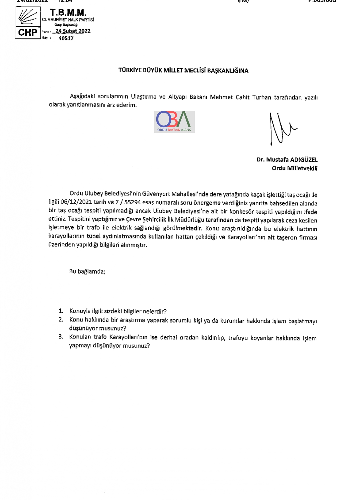 ADIGÜZEL'DEN 1 GÜNDE 9 ÖNERGE